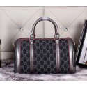 Hot Fake Gucci 247205 Vintage Web Denim Canvas Boston Bags Black VS06101