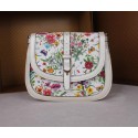 Hot Fake Gucci Nice Flora Leather Shoulder Bag 336749 White VS01424