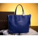 Hot Fake Gucci Shopper Bag Calfskin Leather 392213 Blue VS08095