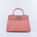 Hot Fake Hermes Kelly 28cm Shoulder Bags Light Pink Grainy Leather Gold VS03182