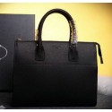 Hot PRADA Grainy Leather Business Briefcase BN2699 Black VS06774