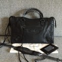 Imitation 1:1 Balenciaga Classic Black Metallic Edge City Goat Leather Bag Black 101420 VS08614