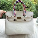 Imitation 1:1 Hermes Birkin 30CM Tote Bags Lizard Leather H30LZ OffWhite VS00926