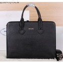 Imitation 1:1 Prada Original Grainy Leather Briefcase P1708 Black VS09108