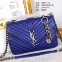 Imitation 1:1 Saint Laurent Classic Medium Monogram College Bag In Blue Matelasse Leather Y2450 VS00325