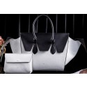 Imitation AAA Celine Tie Nano Top Handle Bags Original Leather C3052 White&Black VS08345