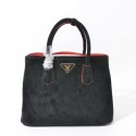 Imitation AAA Prada Twin Original Suede Leather Cuir Large Tote BN2761S in Black with Gold Hardware XZ VS06513