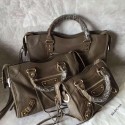 Imitation Balenciaga Classic Metallic Edge City Goat Leather Bag Dark Grey 101420 VS02250