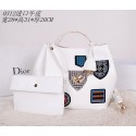 Imitation Best Christian Dior Badge Leather Tote Bag D0312 White VS02447