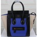 Imitation Celine Luggage Micro Boston Bag Original Leather CT3308M Blue&Black&OffWhite VS02531