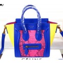 Imitation Celine Luggage Nano Bag Snake Leather CT3308S Rose&Blue&Yellow VS01668