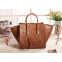 Imitation Celine Luggage Phantom Square Tote Bag 3341 in Camel Crocodile Leather VS04088