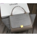 Imitation Celine Trapeze Bag Croco Leather CT3342 Grey VS02460