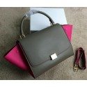 Imitation Celine Trapeze Bag Original Leather CL008 Khaki&Rose VS09381