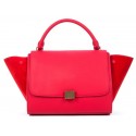 Imitation Celine Trapeze tote Bag 3042 in Peach Original Leather with Red Suede Fug VS06723