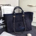 Imitation Chanel Canvas and Sequins Cubano Trip Deauville Shopping Bag Blue A66941 VS06532