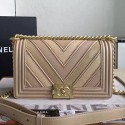 Imitation Chanel Chevron Medium Boy Bag Beige A67086 VS03308