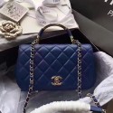 Imitation Chanel Lambskin Flap Bag with Top Handle Blue A93752 VS06898