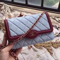 Imitation Chanel Lambskin Mini Chain Purse Blue A81024 VS00744