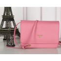 Imitation Cheap Prada Saffiano Leather Flap Shoulder Bag BT1213 Pink VS05981