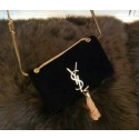 Imitation Cheap YSL Monogramme Cross-body Shoulder Bag Suede Leather 311218 Black VS06635