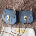 Imitation Chloe Drew Calf and Suede Shoulder Bag Blue 151060 VS05817