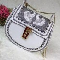 Imitation Chloe Drew Calf and Suede Shoulder Bag White 151020 VS02725