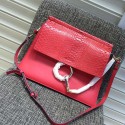 Imitation Chloe Faye Calfskin and Snake Shoulder Bag Red 181020 VS01871