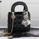 Imitation Dior mini Lady Dior Bag Original Sheeepskin Leather CD99001 Black VS01842