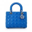 Imitation Fashion Lady Dior Bag mini Bag Blue Original Sheepskin Leather D44551 Silver VS03659