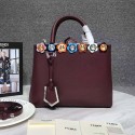Imitation Fendi 2Jours Petite Floral-Studded Tote Bag Burgundy 8BH253 VS00302
