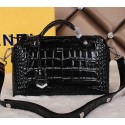 Imitation Fendi Fall Winter 2015 Tote Bags Croco Leather F2350 Black VS07432