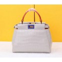 Imitation Fendi mini Peekaboo Bag Croco Leather F520885 OffWhite VS04816