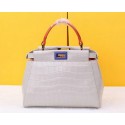 Imitation Fendi mini Peekaboo Bag Croco Leather FD520885 OffWhite VS07955