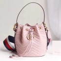 Imitation Gucci GG Marmont Leather Bucket Bag 476674 Pink VS00817
