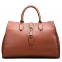 Imitation Gucci Jackie Soft Leather Top Handle Bag 362970 Brown VS06346
