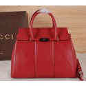 Imitation Gucci Lady Bamboo Leather Top Handle Bag 370826 Red VS00085