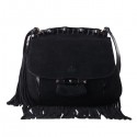 Imitation Gucci Nouveau Fringe Suede Leather Shoulder Bag 347102 Black VS06473