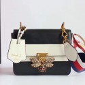 Imitation Gucci Queen Margaret Leather Shoulder Bag Black&White 476542 VS08088
