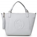 Imitation Gucci Soho Original Leather Top Handle Bag 369176 White VS03315
