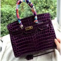 Imitation Hermes Birkin 30CM Tote Bags Croco Leather H30CO Purple VS06841