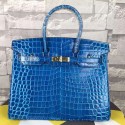 Imitation Hermes Birkin 35CM Tote Bag Light Blue Crocodile Leather B06222 VS05636