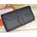 Imitation Hermes Jige Clutch Bag Calfskin Leather Black VS08686