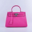 Imitation Hermes Kelly 28cm Shoulder Bags Peach Grainy Leather Silver VS05227