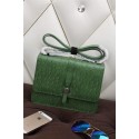 Imitation Hermes Ostrich Leather Flap Shoulder Bag H8075 Green VS01419