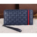 Imitation High Quality Gucci Guccissima Leather Clutch G2636 Blue VS05139