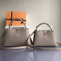 Imitation Louis Vuitton Taurillon Leather Capucines PM Grey M48864 VS03373