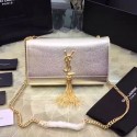 Imitation Medium Kate Monogram Saint Laurent Tassel Satchel in Light Gold Metallic Leather 354119 VS06027