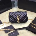 Imitation Mini Monogram Saint Laurent Chain Wallet in Black Metallic Leather 399289 VS08270