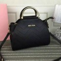 Imitation Miu Miu Calf Leather Top Handle Bag Black M6900 VS04262
